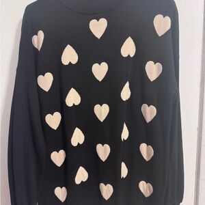 Belle by Kim Gravel Black Sweater with Cream Hearts